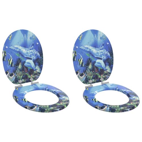Мека затваряща се тоалетна седалка 2 pcs Синьо 44 x 38 см ПДЧ