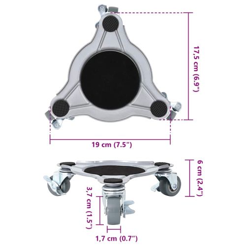 Мебелни колелца 4 бр. с повдигач 19x17,5x6 см стомана 1000 кг