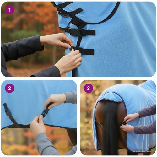 Конско одеяло Пълно аквамариново Полиестер