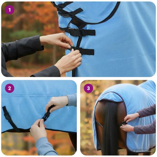 Конско одеяло Пълно аквамариново Полиестер