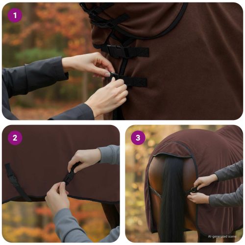 Конско одеяло Пълно тъмно кафяво Полиестер