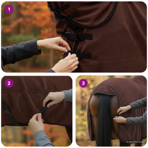 Конско одеяло Пълно тъмно кафяво Полиестер