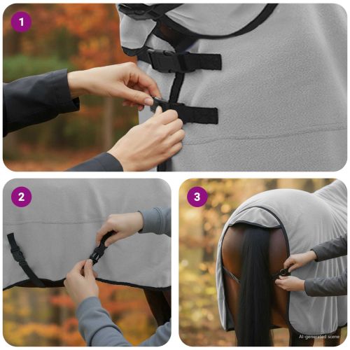 Конско одеяло Пълно светло сиво и розово Полиестер