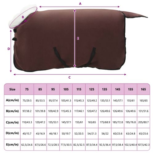 Конско одеяло Пълно тъмно кафяво 75 cm Полар флийс