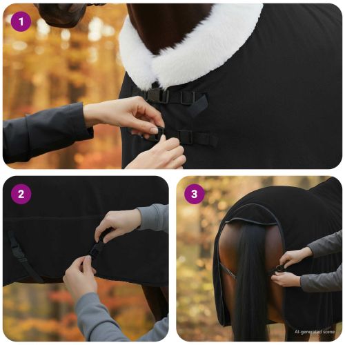 Конско одеяло Черно 145 cm Полар флийс