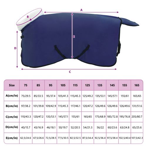 Конско одеяло Морски син 115 cm Полар флийс