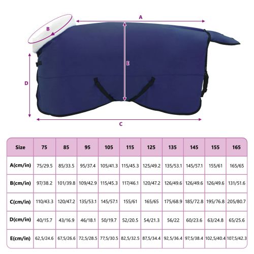 Конско одеяло Морски син 125 cm Полар флийс
