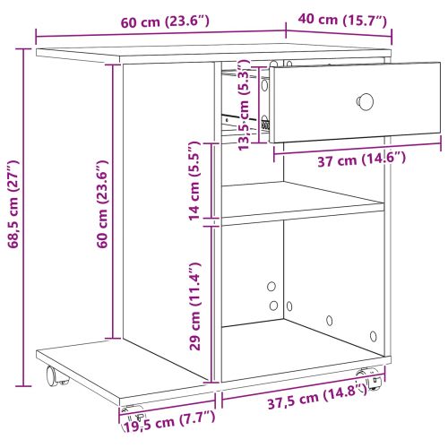 Стойка за принтер Старо дърво 60 x 40 x 68.5 см Инженерно дърво