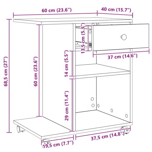 Стойка за принтер Дъб Артизан 60 x 40 x 68.5 см Инженерно дърво