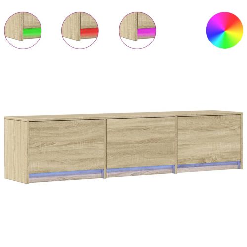 ТВ шкаф с LED Сонома 165 x 34 x 40 см Инженерно дърво