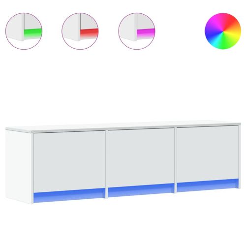 ТВ шкаф с LED с чекмедже Бяло 140 x 34 x 40 см Инженерно дърво