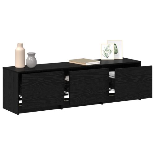 ТВ шкаф с LED Черния дъб 140 x 34 x 40 см Инженерно дърво