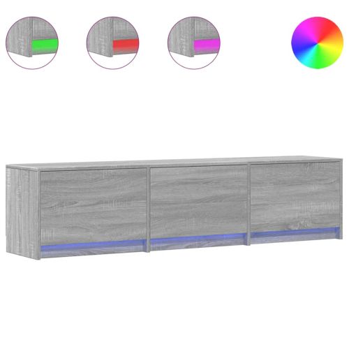 ТВ шкаф с LED Сив Сонома 165 x 34 x 40 см Инженерно дърво