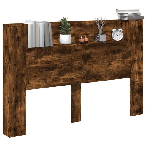 Табла за легло с LED осветление Пушена Дъб Инженерно дърво