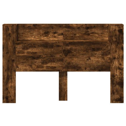 Табла за легло с LED осветление Пушена Дъб Инженерно дърво