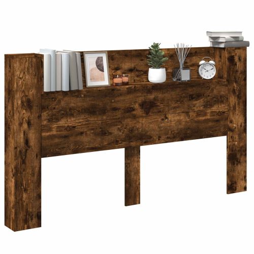 Табла за легло с LED осветление Пушена Дъб Инженерно дърво