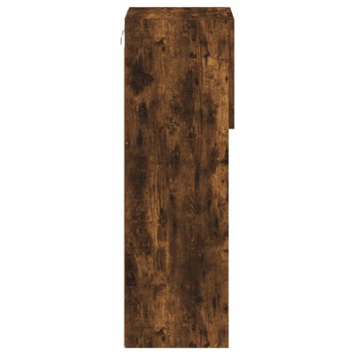 ТВ шкафове с LED осветление, 2 бр, опушен дъб, 30,5x30x90 см