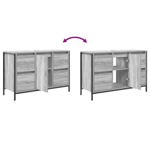 Шкаф за умивалник с чекмеджета сив сонома 90x34,5x60 cm