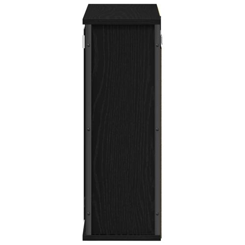 Стенен шкаф за баня с огледало черно и дъб 50x21x60 cm