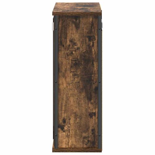 Стенен шкаф за баня с огледало опушен дъб 50x21x60 cm