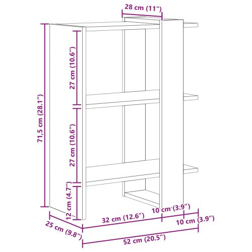 Рафт за книги Сонома дъб 52 x 25 x 71,5 см Инженерно дърво