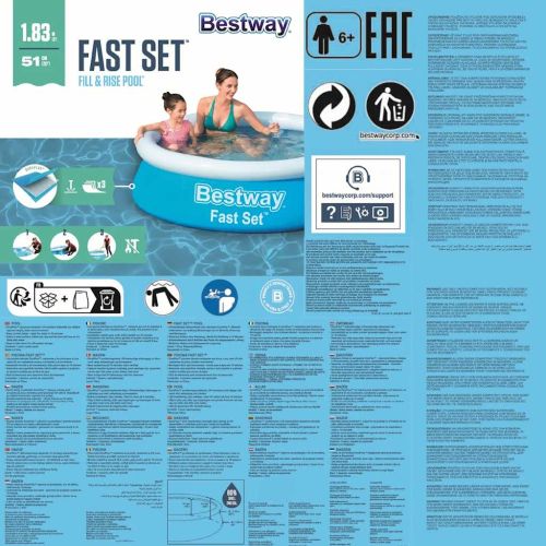 Bestway Fast Set Надуваем басейн, кръгъл, 183x51 см, син