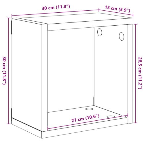 Стенни кубични рафтове, 4 бр, черни, 30x15x30 см