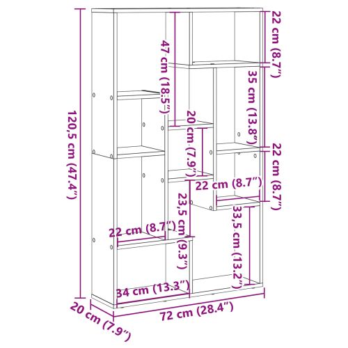 Шкаф за книги Черния дъб 70 x 20 x 102.5 см Инженерно дърво