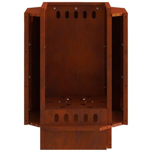 Бездимна камина Кафяво 38 x 38 x 51 см Патинираща стомана