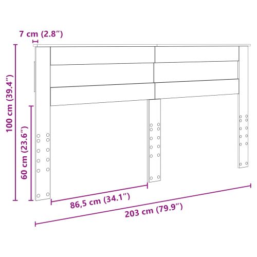 Облегалка за глава с таблото Черния дъб 200 cm Инженерно дърво