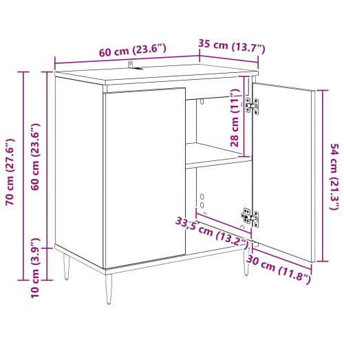 Служебен шкаф Старо дърво 60 x 35 x 70 cm Инженерно дърво