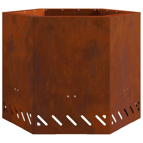 Бездимна камина Кафяво 58 x 58 x 51 см Патинираща стомана