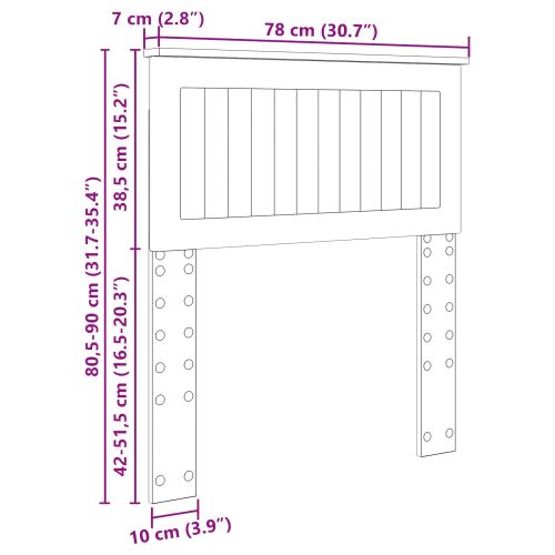 Облегалка за глава Бяло 75 cm Инженерно дърво