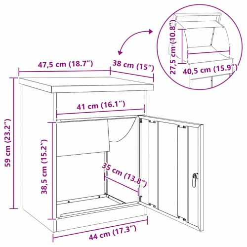Пощенска кутия за пратки с врата Ръждясало 47.5 x 38 x 59 см