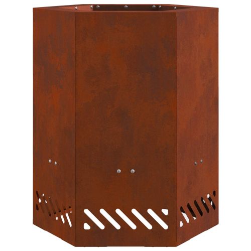 Бездимна камина Кафяво 38 x 38 x 51 см Патинираща стомана