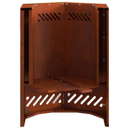 Бездимна камина Кафяво 38 x 38 x 51 см Патинираща стомана