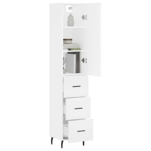 Висок шкаф, бял, 34,5x34x180 см, инженерно дърво