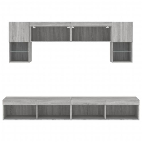 ТВ стенни модули с LED, 6 части, сив сонома, инженерно дърво