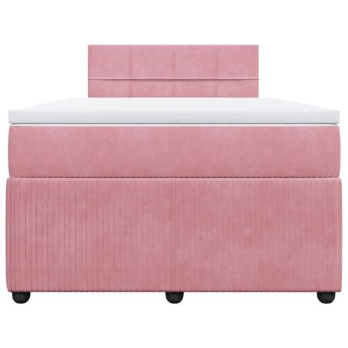 Боксспринг легло с матрак, розово, 120x200 см, кадифе