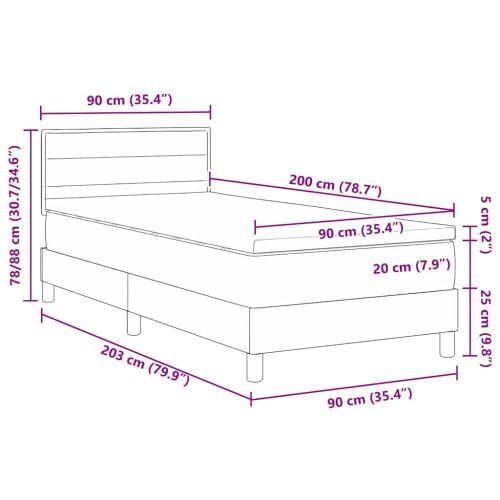 Легло с пружинирана основа с матрак Таупе 90 x 200 cm текстил