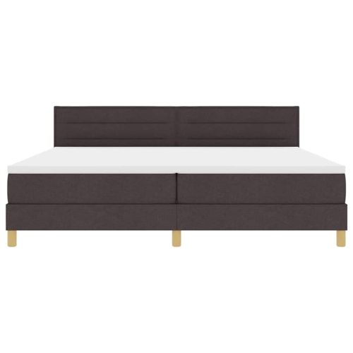 Легло с пружинирана основа Тъмен кафяв 200 x 200 cm текстил