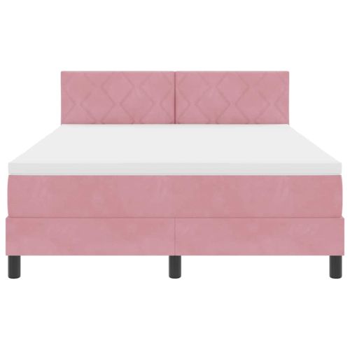 Легло с пружинирана основа с матрак Розово 160 x 200 cm Кадифе