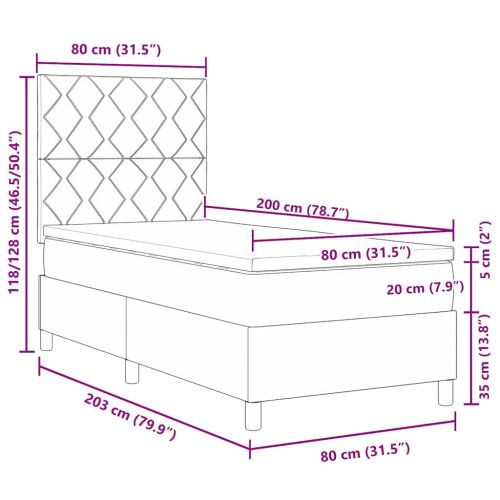Легло с пружинирана основа с матрак Черно 80 x 200 cm текстил