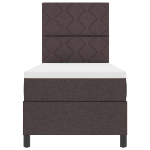 Легло с пружинирана основа Тъмен кафяв 80 x 200 cm текстил