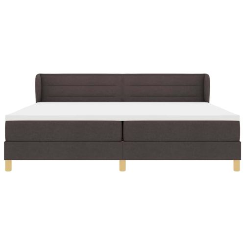 Легло с пружинирана основа Тъмен кафяв 200 x 200 cm текстил