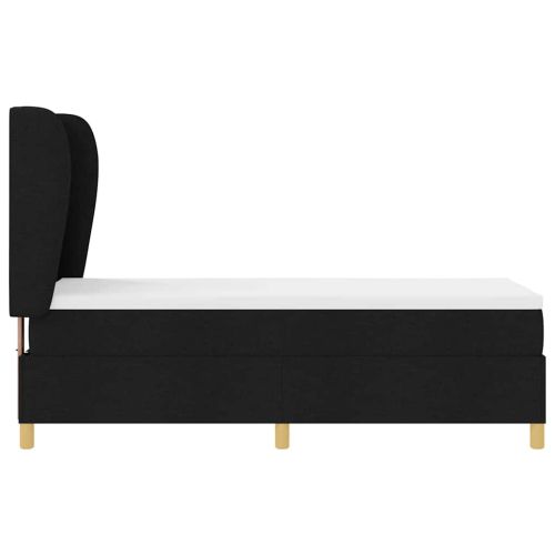 Кутия със спална основа и матрак Тъмен Сив 90x190 см Черно