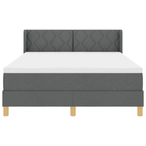 Легло с пружини с матрак Тъмносив 160 x 200 cm текстил