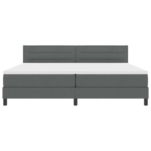 Легло с пружинирана основа с LED Тъмносив 200 x 200 cm текстил