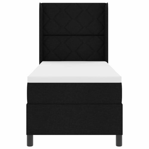 LED кутия за пружини с легло с матрак Черно 80 x 200 cm текстил