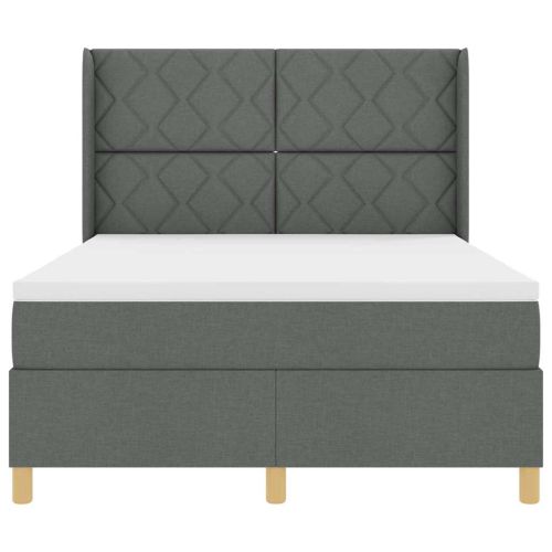 Легло с пружинирана основа с матрак Сив 160 x 200 cm текстил